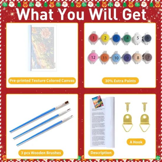 Christmas Paint by Numbers for Adult, Snowman Paint by Numbers Kit for Adults Beginners, DIY Christmas Acrylic Painting on Canvas for Home Wall Art Decor(16x20inch) {4}