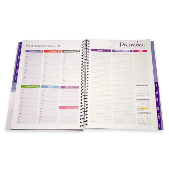 RE-FOCUS THE CREATIVE OFFICE 2025-2026 July through June Academic Calendar Planner &ndash; Weekly & Monthly Views with Time Slots | Durable & Portable Design White {12}