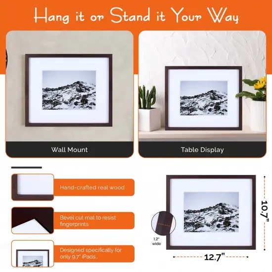 iFrame iPad Frame | Turn Your iPad Into A Beautiful Interactive Digital Picture Frame | Perfect at Home Or Work | Includes Table Stand and Wall Mount for All 9.7&rdquo; iPads Black {4}