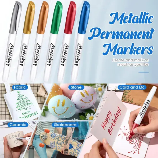 72 Pcs Metallic Marker Pens Bulk Fine Point Metallic Permanent Markers Paint Pens for DIY Crafts, Artist Illustration, Gift Card Making, Crafts, Scrapbooking(Multicolor) {5}
