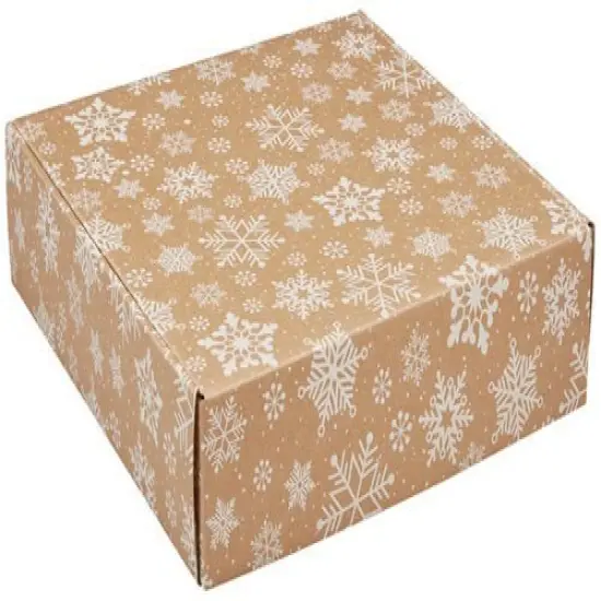 Pack/6: Kraft Snowflakes Decorative Mailer - 8 x 8 x 3" {2}