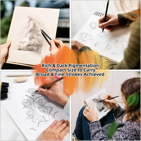 Woodless Graphite Drawing Pencils Set,6 Black Lead Pre-Sharpened 2H HB, 2B, 4B, 6B 8B Degrees Coloring Pencils, 50PK Blank Watercolor Card for Sketching,Writing,Shading {5}