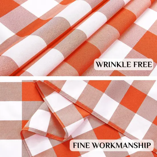 Halloween Gingham Checkered Square Tablecloth - Waterproof Buffalo Plaid Table Cloth Stain Resistant Washable Table Cover for Picnic/Camping/Outdoor - Orange and White, 54 x 54 Inch {5}