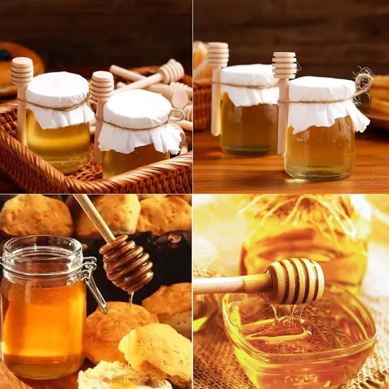 25 Pcs Honey Sticks Dipper, 3 inch Mini Wooden Honeycomb Stick, Small Honey Spoons Stirrer Stick for Honey Jar Dispense Drizzle Honey and Wedding Party Favors Gift {2}