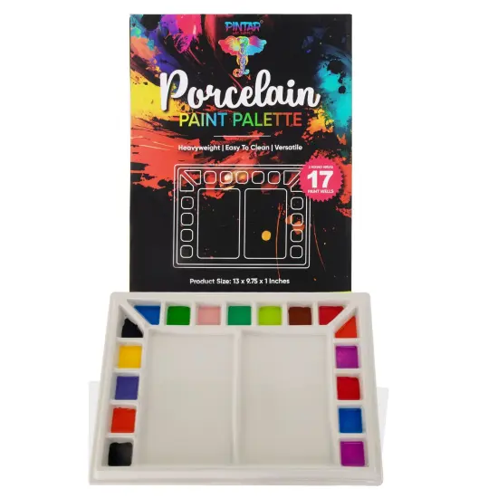Pintar Ceramic Watercolor Paint Palette Tray - 17 Well Ceramic Palette | Rectangle - 13 x 9.8 inchPaint Pallet | Durable Watercolor Palette Tray for Acrylic, Oil, Gouache & All Water-Based Paints {5}