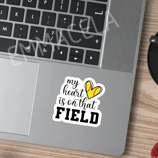 (3PCS) My Heart is on That Field Softball Sticker, Softball Stickers Decals, Sport Stickers,Motivational Vinyl Waterproof Stickers Decal for Books Laptops Phones Tumblers Water Bottles 3 x 3 Inch {4}