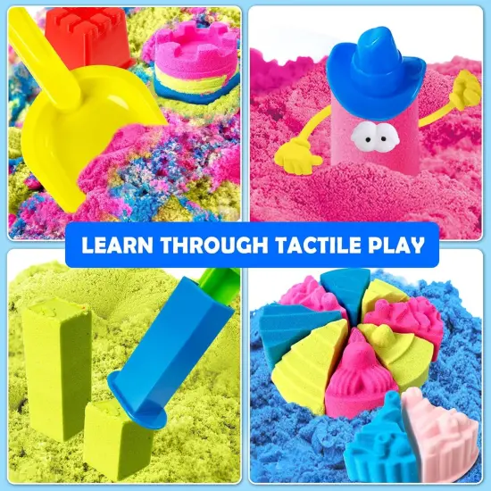 Summer Sensory Bin - 52 PCS Play Sand Kit with 3lbs Magical Sand, Beach Toys Castle Molds Sand Molds, Sensory Toy Sandbox, Kids Gifts for Girls and Boys {3}