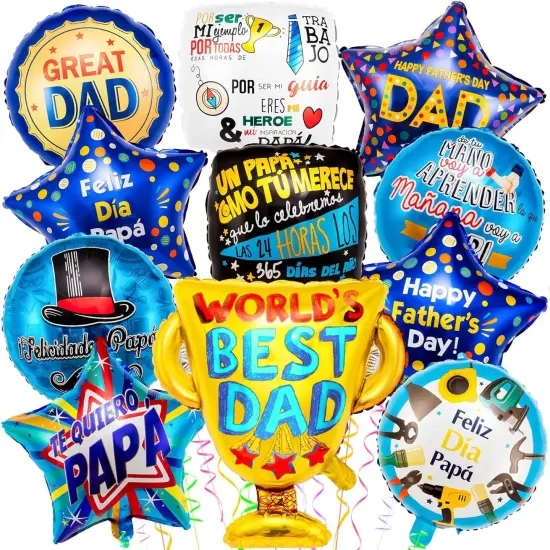 Happy Father's Day Balloons, 11Pcs Premium Aluminum Foil Fathers Day Balloons, Large Size Best Dad Day Balloons for Father's Day Party Birthday Decorations Supplies {5}