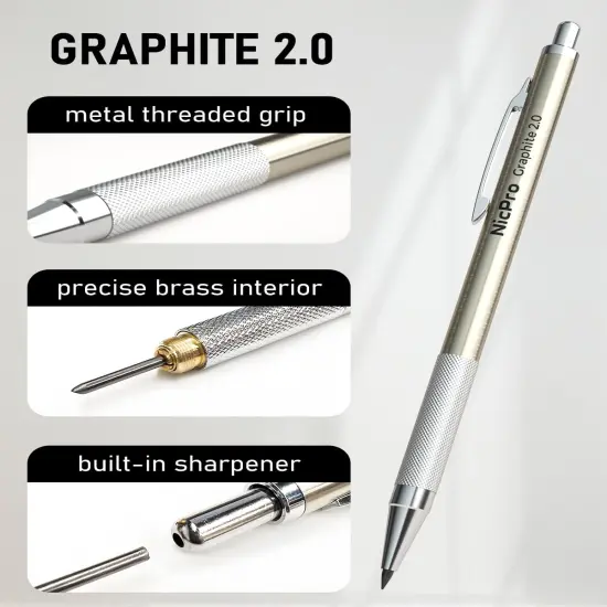 5 PCS Art Mechanical Pencils Set, Metal Drafting Pencil 0.3 & 0.5 & 0.7 & 0.9 & 2mm Graphite Lead Holder(4B 2B HB 2H Colored) for Sketching Drawing With Lead Refills Eraser Case {3}