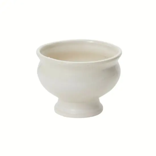 White Ceramic Compote Bowl &ndash; Pedestal Vase for Flowers-55216-00 {3}