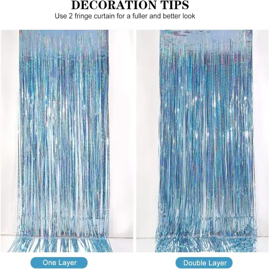Foil Fringe Curtains Party Decorations - 2 Pack 3 x 8ft Tinsel Backdrop for Party Photo Backdrop Wedding Bridal Shower Bachelorette {5}