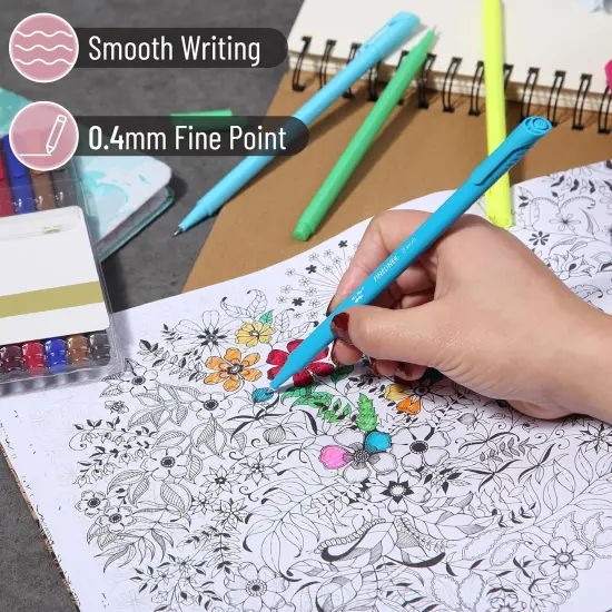 Fineliner Pens Colored, 24 Pack, Ergonomic Triangular Colorful Barrels, 0.4mm Fine Liner Pens {3}