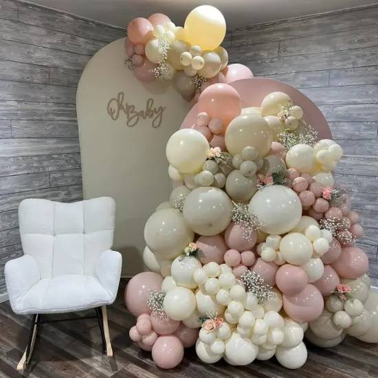 Neutral Balloon Arch Kit, White and Beige Balloon Arch Kit With 18/12/10/5 inch Sand White Ivory White Macaron Orange Latex Balloon for Birthday Baby Shower Wedding Boho Bridal Party Decorations {3}
