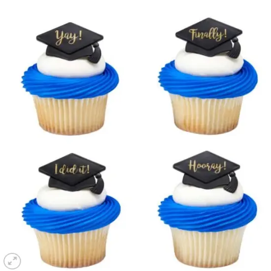Grad Hat Sayings Cupcake Rings {1}