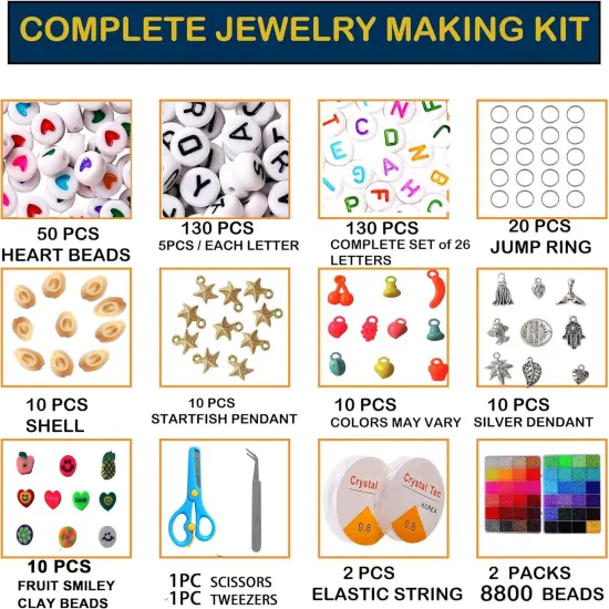 8800+pcs 4mm 12/0 48 Colors Glass Seed Beads, Charms Bracelet Jewelry Making Beads Kit Gifts for Teen Girls Crafts for Girls Ages 8-12 Christmas Holiday Gifts {2}