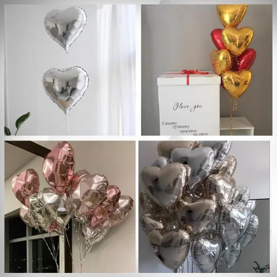 Silver Heart Balloons, Heart Shaped Ballons, 20 Pcs 5/10/18 inch Silver Foil Love Balloons for Valentine's Day Decorations Wedding Engagement Bridal Showers Anniversary Celebrations {4}