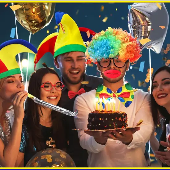 26 Pcs Circus Party Photo Booth Props Decoration Clown Hat Cosplay Costume Set Circus Theme Party Funny Wig Photobooth Accessory for Pretend Play Men Women Cosplay Dress up Decoration {4}