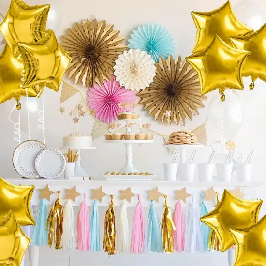 Star Balloons, 18 Inch Foil Balloons, 10 PCS Star Balloons Foil, Gold Star Foil Balloons Set Mylar Balloons Gold Balloons Star for Birthday Party Anniversary Wedding Baby Shower New Year Decorations {4}