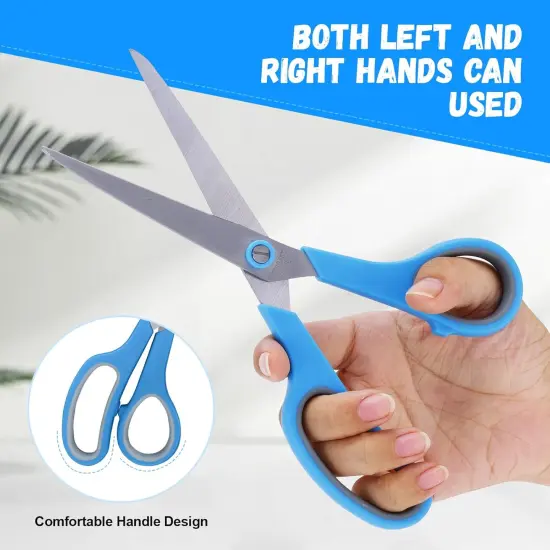 Multipurpose Scissors Bulk Set of 3 Pack, Ultra Durable and Sharp 2.5mm Thick Scissors for Office Home School Sewing Fabric Craft Supplies, Soft Comfort-Grip Right/Left Hand {5}
