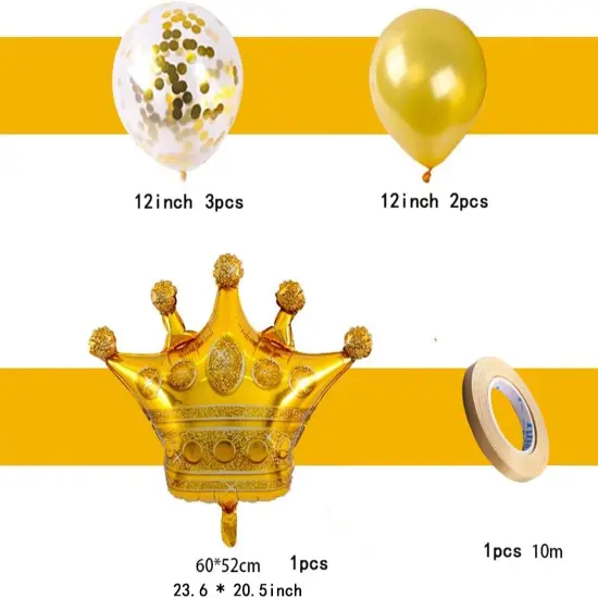 5 PCS Happy Birthday Five-pointed Star Gold Crown 1 Foil Balloons for Birthday Party {2}