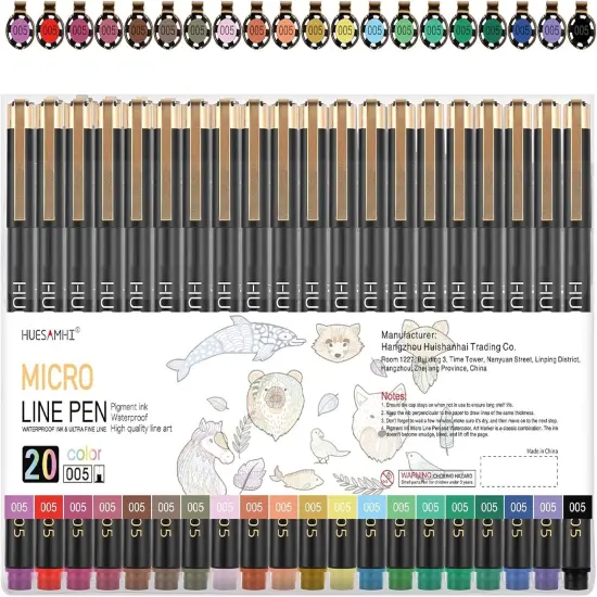 005 Micro Pen,20 Colors Waterproof Ink 0.20mm Fine Tip FineLiner Pens for Art Illustration,Sketching, Anime, Bullet journal,and Technical Drawing {1}
