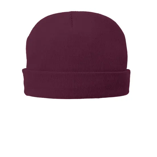 Port & Company&reg; Knit Cap with Fleece Lining Maroon {1}