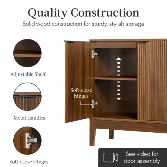 Best Choice Products 2-Door Reeded Storage Cabinet w/ Soft-Close Doors, Multipurpose Accent Furniture Walnut {4}