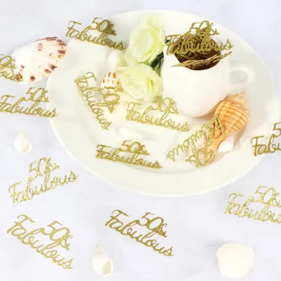 Happy Birthday Party Table Confetti Glitter Gold 50 and Fabulous Table Scatter Decorations for 50 Years Old Birthday/Wedding Anniversary Party Favor Decor Supplies 100PCS {5}