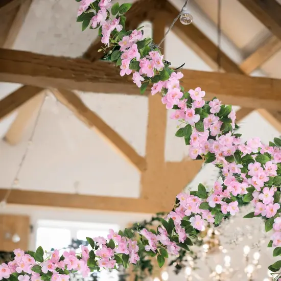 Artificial Cherry Blossom Flower Vine Hanging Pink Cherry Blossom Flower Silk Garland Hanging Vines Faux Flowers for Outdoors Spring Wedding Party Home Table Centerpiece Arrangement Decor {4}