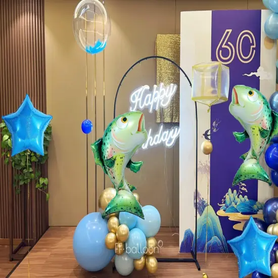 Rainbow Trout Mylar Foil Balloon Salmon Balloon Fisherman Fishing Party Supplies Tournament Fishing Decorations {2}