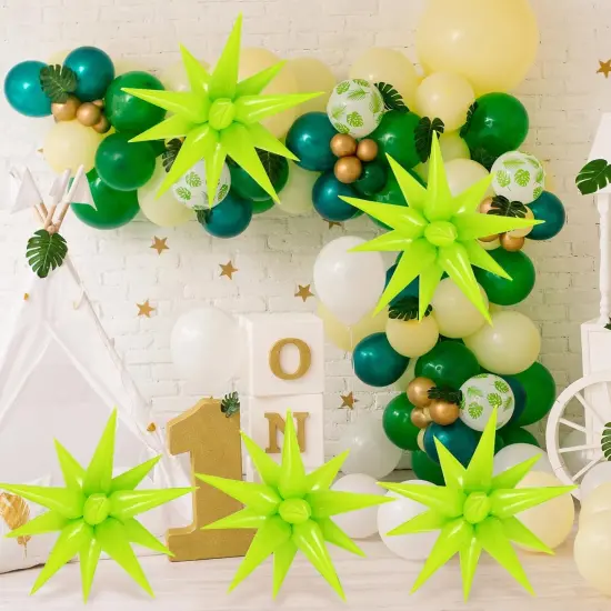 60 Pcs Fruit Green Star Balloons Foil Starburst Balloons Explosion 12 Point Cone Balloon Large for Wedding Anniversary Backdrop Birthday Party Decorations {4}