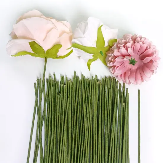 Floral Stem Wire, 100 Pcs, 2 Gauge, 10 Inch, Flower Stems, Artificial Green Crafts Wire Wreath Making Supplies for Flower DIY {4}