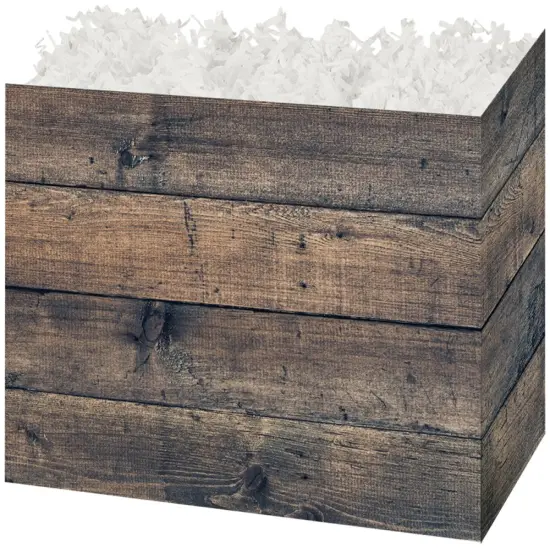 Pack/6: Rustic Wood Basket Box - 6-3/4 x 4 x 5" {1}