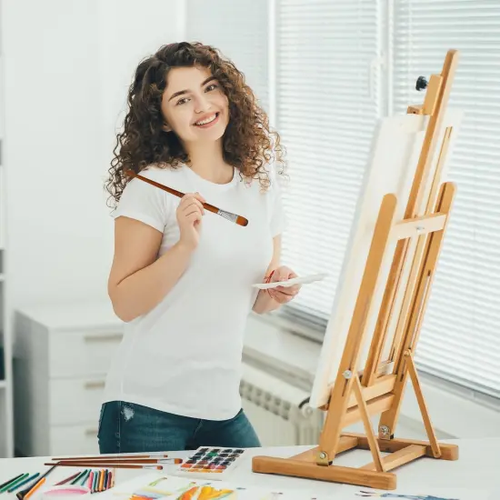 Artist Filbert Paint Brushes Set 13pcs, Soft Anti-Shedding Nylon Hair Wood Long Handle for Acrylic Oil Watercolor Gouache Paint by Numbers (13pcs) {4}