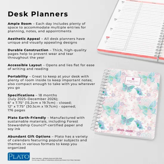 House of Turnowsky | 2026 6 x 7.75 Inch 18 Months Weekly Desk Planner | Foil Stamped Cover | July 2025 - December 2026 {6}