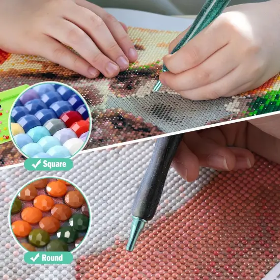 Diamond Painting Pen Accessories Tools Set,3PCS Glitter Diamond Art Pen and 12Pcs Green Metal Screw Thread Multi Placer Tips,Resin Diamond Painting Drill Pens for DIY Diamond Art {4}