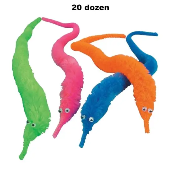 Worm on a String 8 1/2 Inches Long Fuzzy Worms {1}