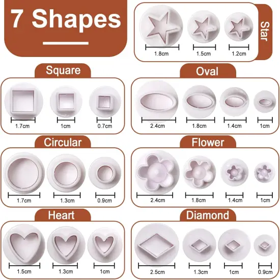 Cookie Plunger Cutter Set Mini Plastic Fondant Molds 24 Pieces {3}
