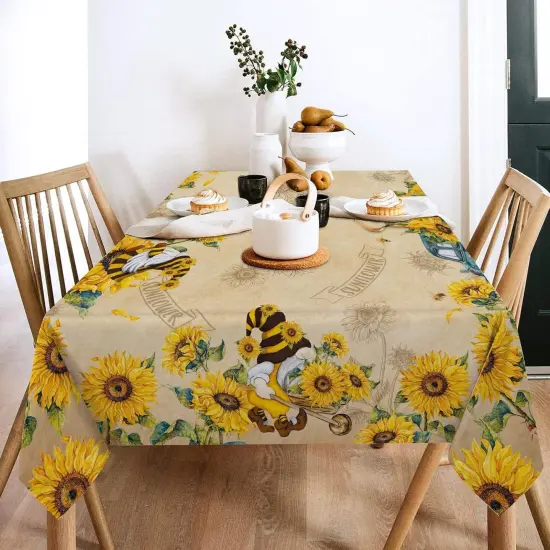 Sunflower Tablecloth 60x104 Inch Rectangle, Yellow Sunflower Decor for Home, Spring and Summer Table Cloth Rectangle Water Resistant for Table, Party Decorations {3}
