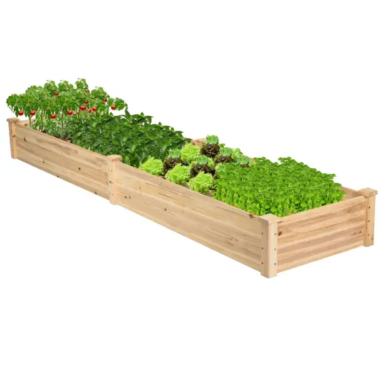 Costway Wooden Raised Garden Bed Outdoor Wood Planter Box for Vegetables Flowers Fruit {1}
