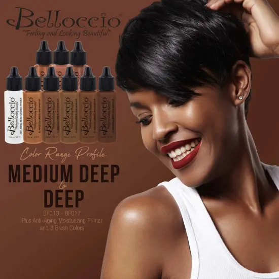 Belloccio Professional Beauty Deluxe Airbrush Cosmetic Makeup System with 5 Dark Shades of Foundation in 1/2 oz Bottles {4}