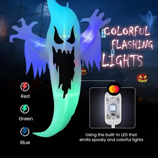 5ft Halloween Inflatable Blow up Hanging Ghost Color Changing Lawn Garden Yard {2}