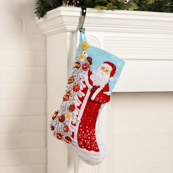 Bucilla Felt Stocking Applique Kit 18" Long-Snowy St. Nick {3}