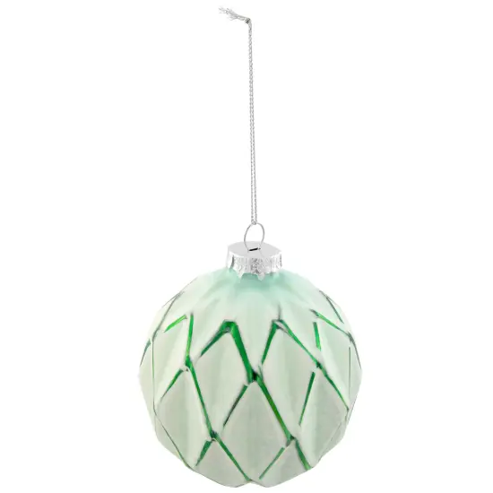 Northlight Harlequin Christmas Glass Ball Ornaments - 4" (100mm) - Mint Green - 4ct {5}