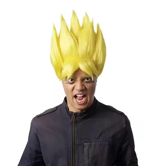 Anime Warrior Adult Yellow Costume Wig {1}