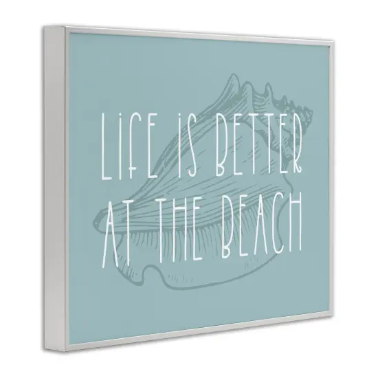 Stupell Industries Better at Beach with Shell Framed Giclee Art White Frame {3}