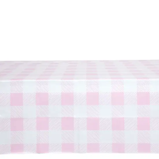 3 Pack White and Pink Plaid Tablecloth for Camping Birthday Party Supplies (5 x 9 Feet) {6}