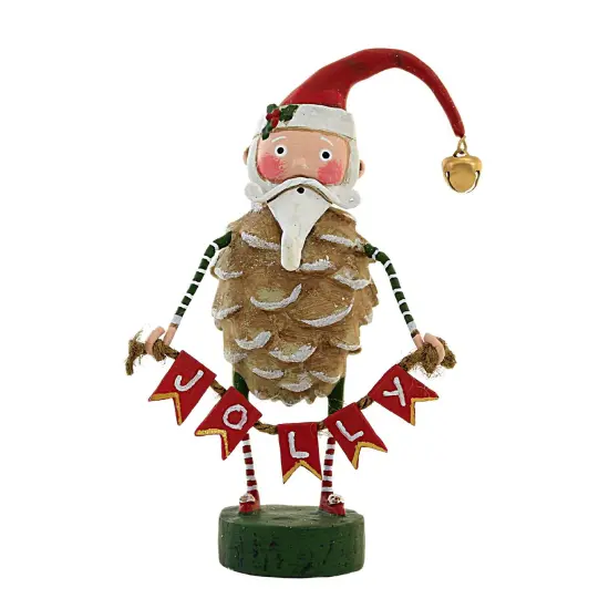 Lori Mitchell 6.75 In Jolly Jingle Santa Christmas Figurine , Lightweight Christmas Decor Christmas Pinecone Bell Red {1}