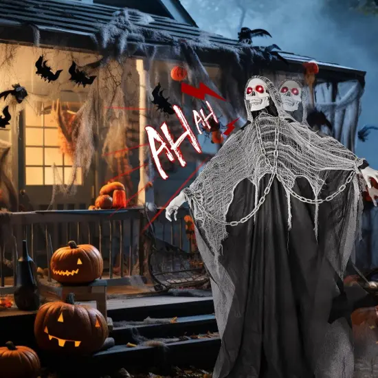 Activated Skeleton Ghost with Adjustable Arms - Halloween Animatronic {5}