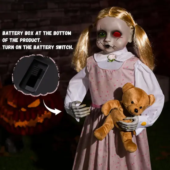 Halloween Animatronics - 36 Inch Animated Doll with Creepy Sound {5}